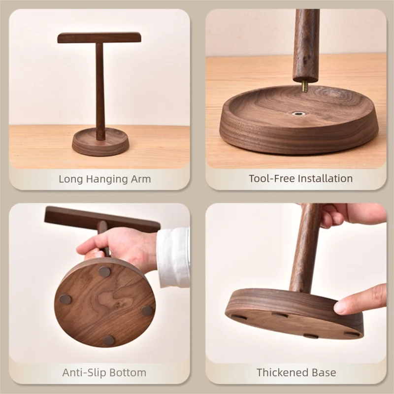 Walnut Wood Headphone Stand with Anti-Scratch Holder