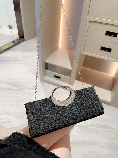 Classic Pleated Design Metal Evening Bag