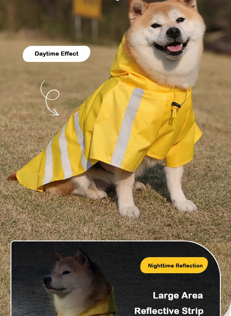 Waterproof Reflective Hooded Dog Raincoat