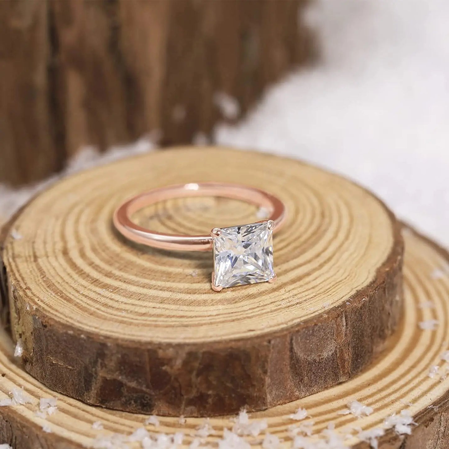 925 Sterling Silver 2CT Square Zircon Engagement Ring