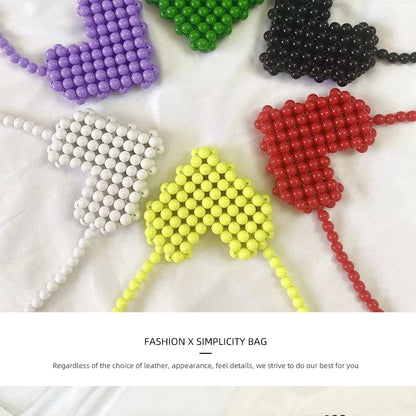 Mini Heart Beaded Crossbody Bag