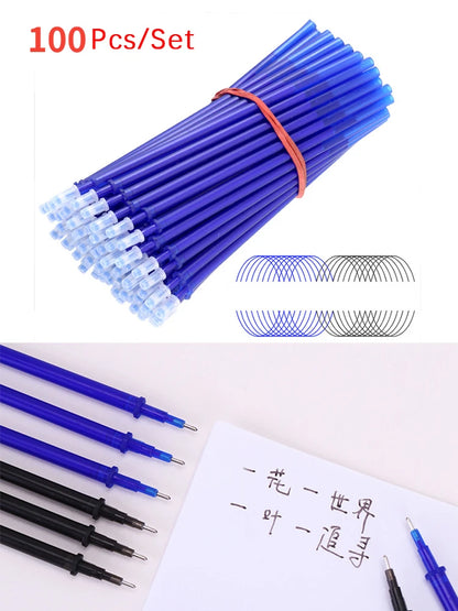 100-Pack 0.5mm Erasable Gel Ink Refills with Bonus Erasers