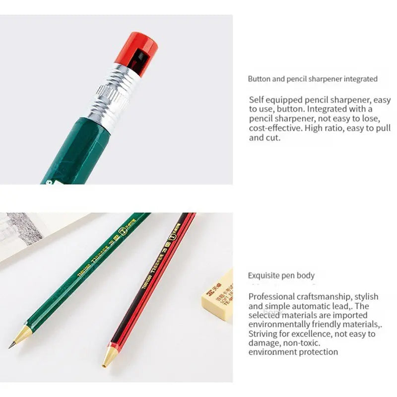 2.0mm Mechanical Pencil Set with 2B Leads & Sharpener