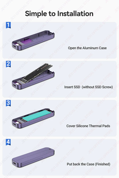 JEYI USB-C M.2 SSD Enclosure with NVMe/SATA Dual Protocol, UASP, TRIM & S.M.A.R.T Support