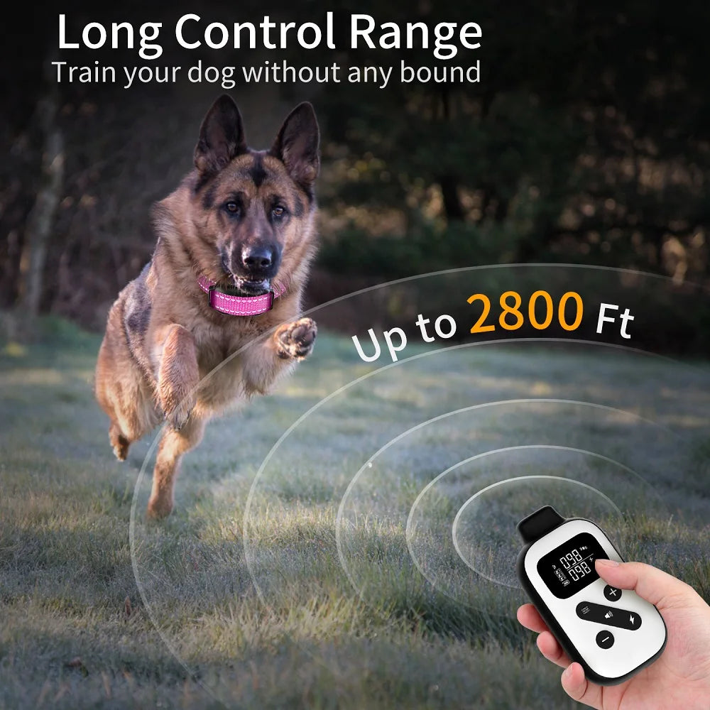 IPX7 Waterproof Remote Dog Training Collar with Auto Anti-Bark Mode