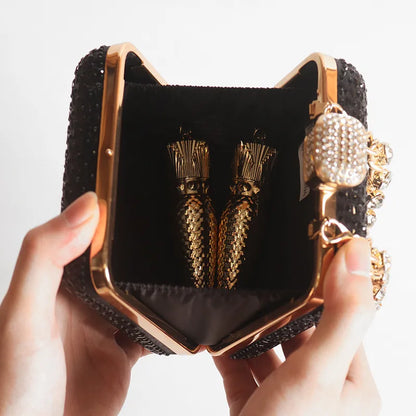 Crystal Minaudière Evening Clutch with Chain