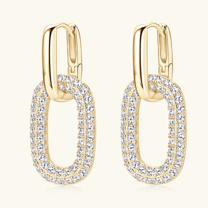 925 Sterling Silver Moissanite Paperclip Drop Earrings