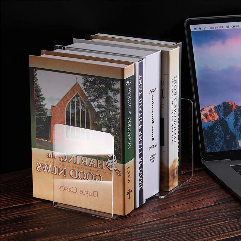 Clear Acrylic Bookends Set