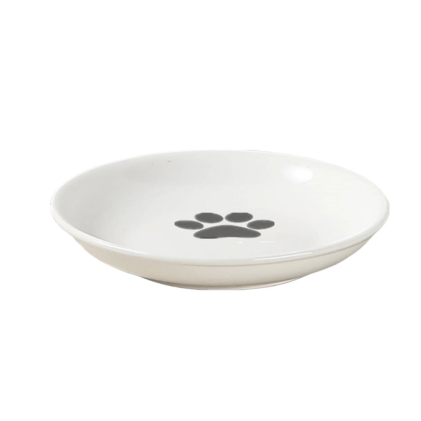 Elevated Ceramic Cat Food Bowl with Metal Stand