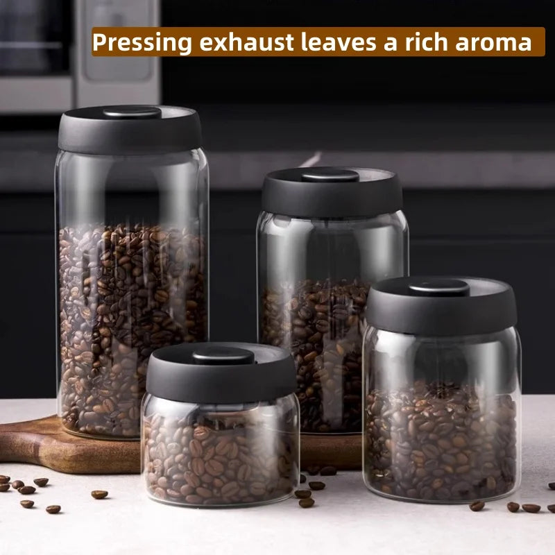 Vacuum Glass Coffee Bean Storage Jar