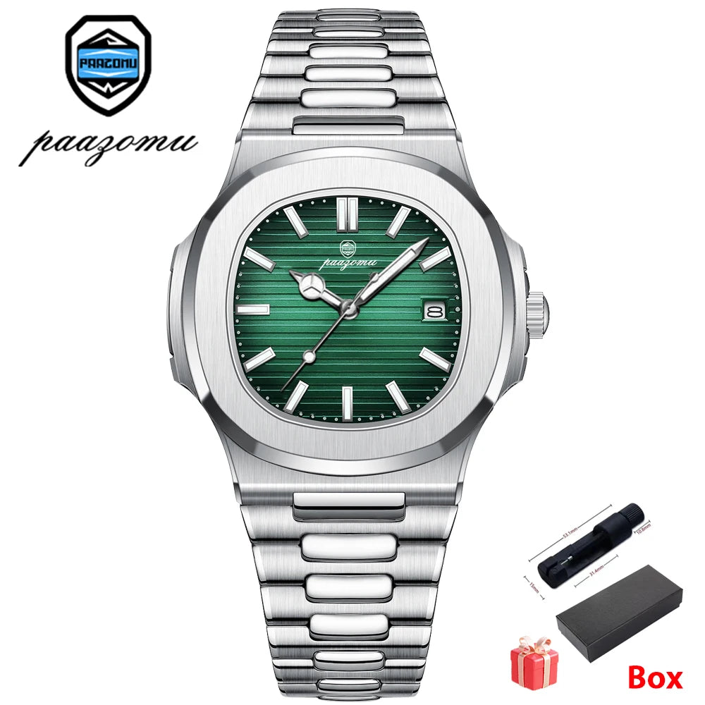 Men's Stainless Steel Quartz Watch with Date & Luminous Display
