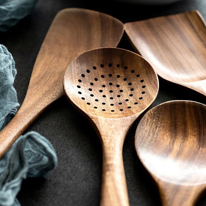 Wooden Kitchen Utensil Set with Storage Holder