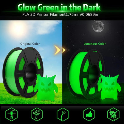 Glow-in-the-Dark PLA 3D Printer Filament Bundle