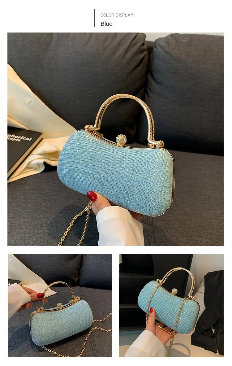 Heart-Shaped Evening Clutch Bag with Chain Strap