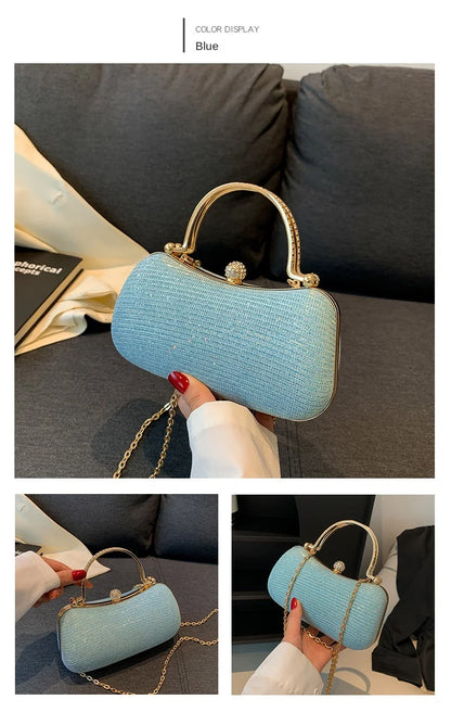 Heart-Shaped Evening Clutch Bag with Chain Strap