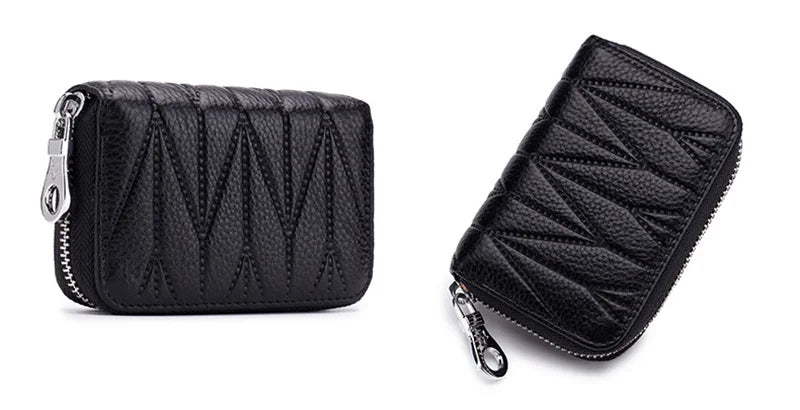 Genuine Cow Leather Zip-Around Wallet with 36 Card Slots
