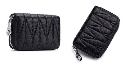 Genuine Cow Leather Zip-Around Wallet with 36 Card Slots