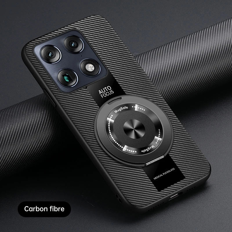 Luxury Magnetic Leather Phone Case with Rotating Ring Stand