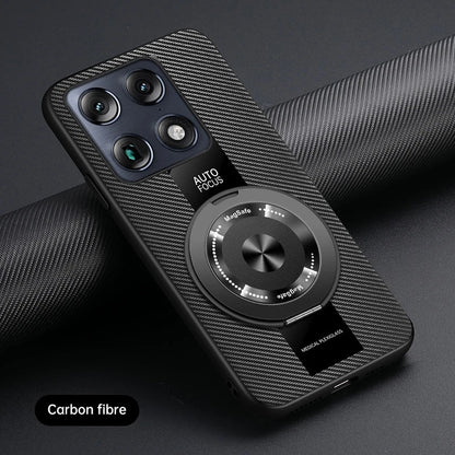 Luxury Magnetic Leather Phone Case with Rotating Ring Stand