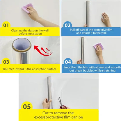 Adhesive-Free Clear Wall Protector Film for Kitchens, Furniture & Walls