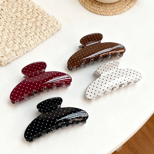 Vintage Polka Dot Acrylic Hair Claw Clip