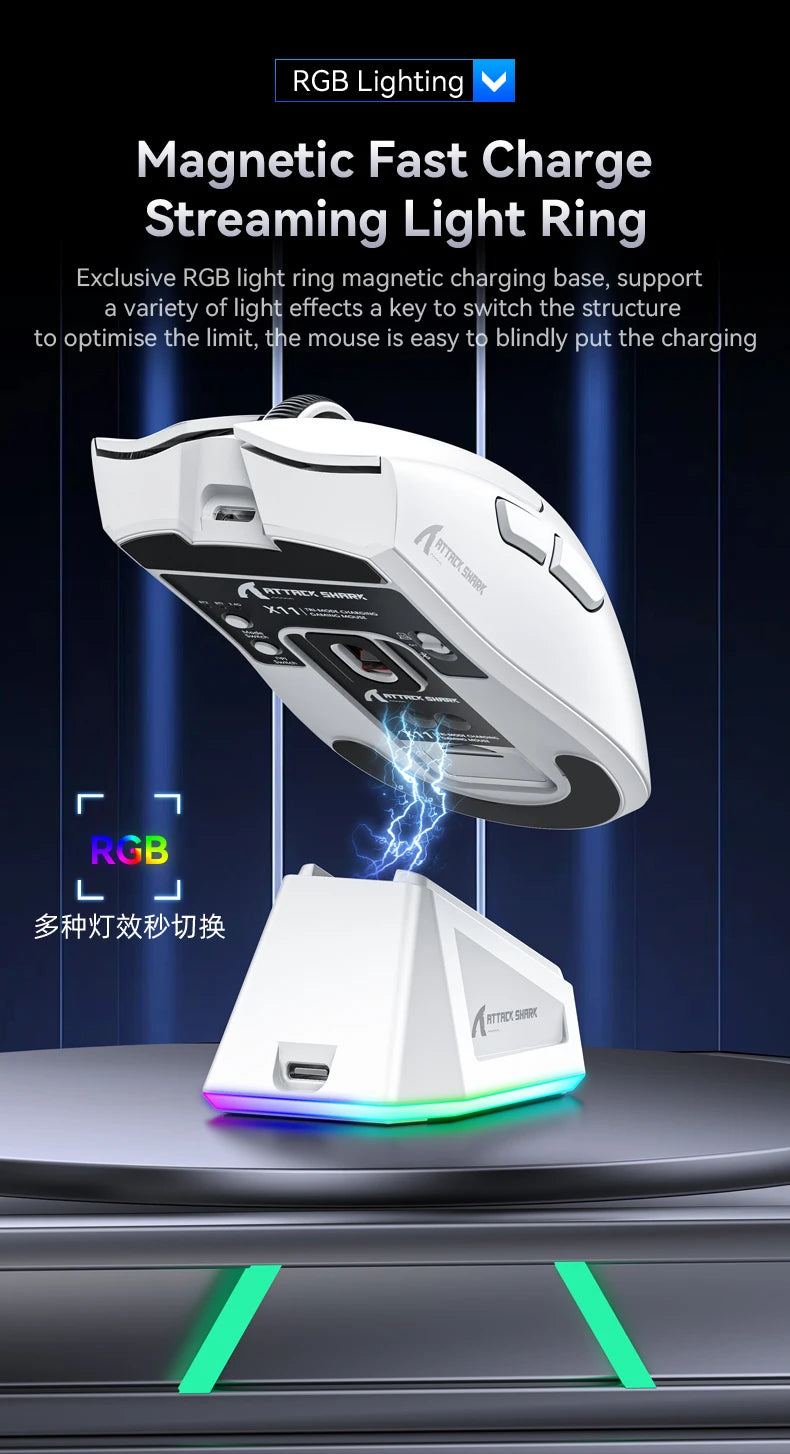 Ultra-Light RGB Gaming Mouse with PAW3311 Sensor & Magnetic Charging