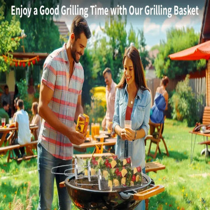 Stainless Steel Rolling BBQ Grill Basket