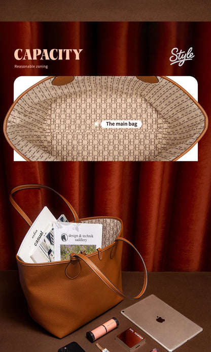 Women’s PU Leather Tote Bag with Matching Pouch