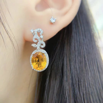 925 Silver Natural Gemstone Drop Earrings