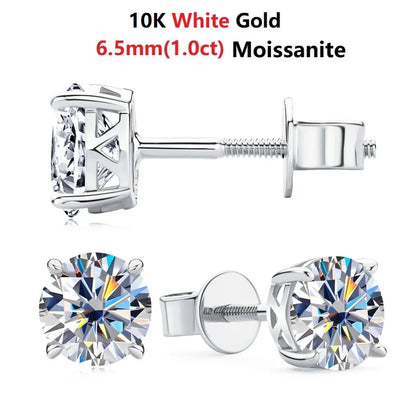 14K Gold Moissanite Screw Back Earrings