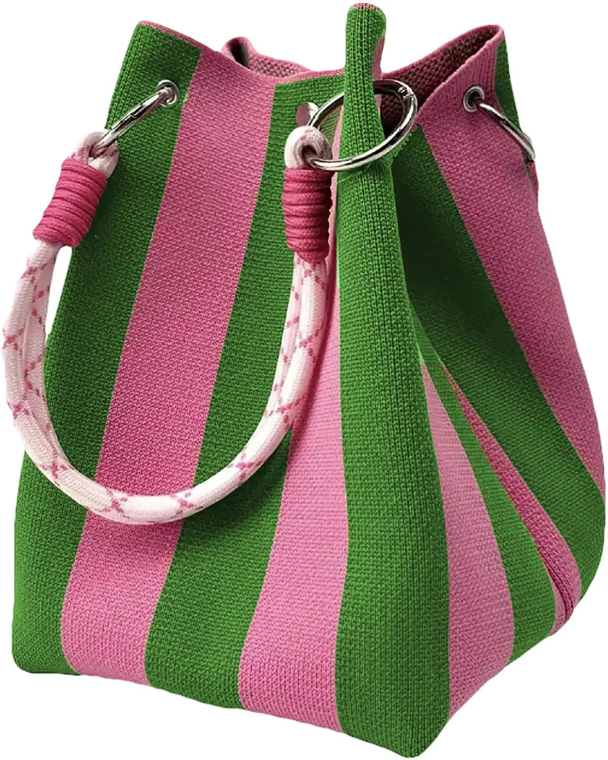 Mini Knitted Bucket Bag – Colorblock Women’s Handbag