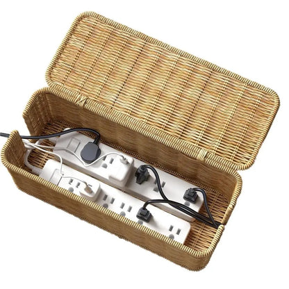 Handwoven Cable Management Box with Lid