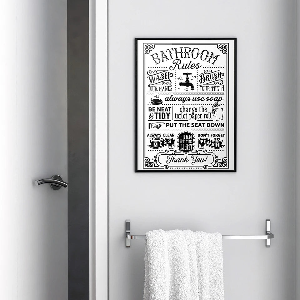 Funny Bathroom Rules Canvas Poster