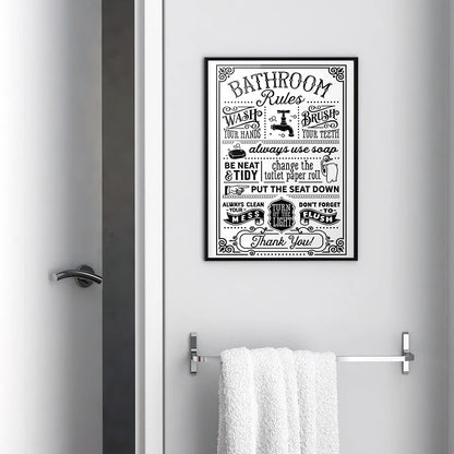 Funny Bathroom Rules Canvas Poster