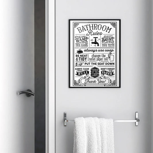 Funny Bathroom Rules Canvas Poster