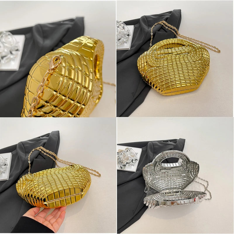 Metallic Acrylic Woven Handbag