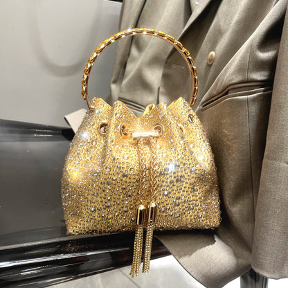 Luxury Rhinestone Bucket Evening Bag