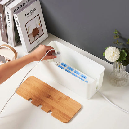 Large Wooden Style Cable Management Box Organizer