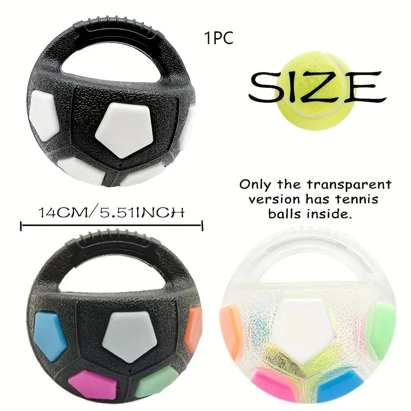 TPR Soccer Ball Dog Toy with Handle & Sound Feature