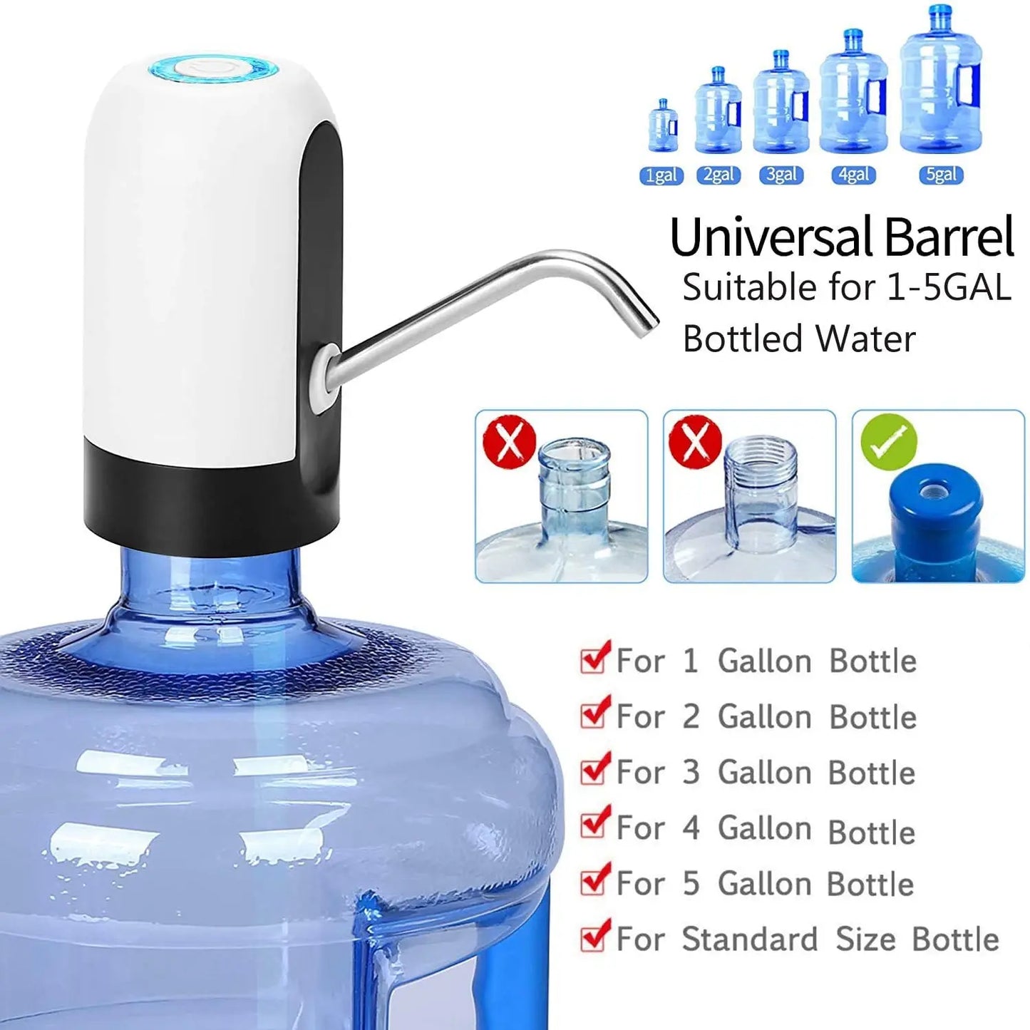 USB Rechargeable Automatic Water Bottle Pump Dispenser