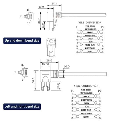Cat6 90° RJ45 Ethernet Extension Cable