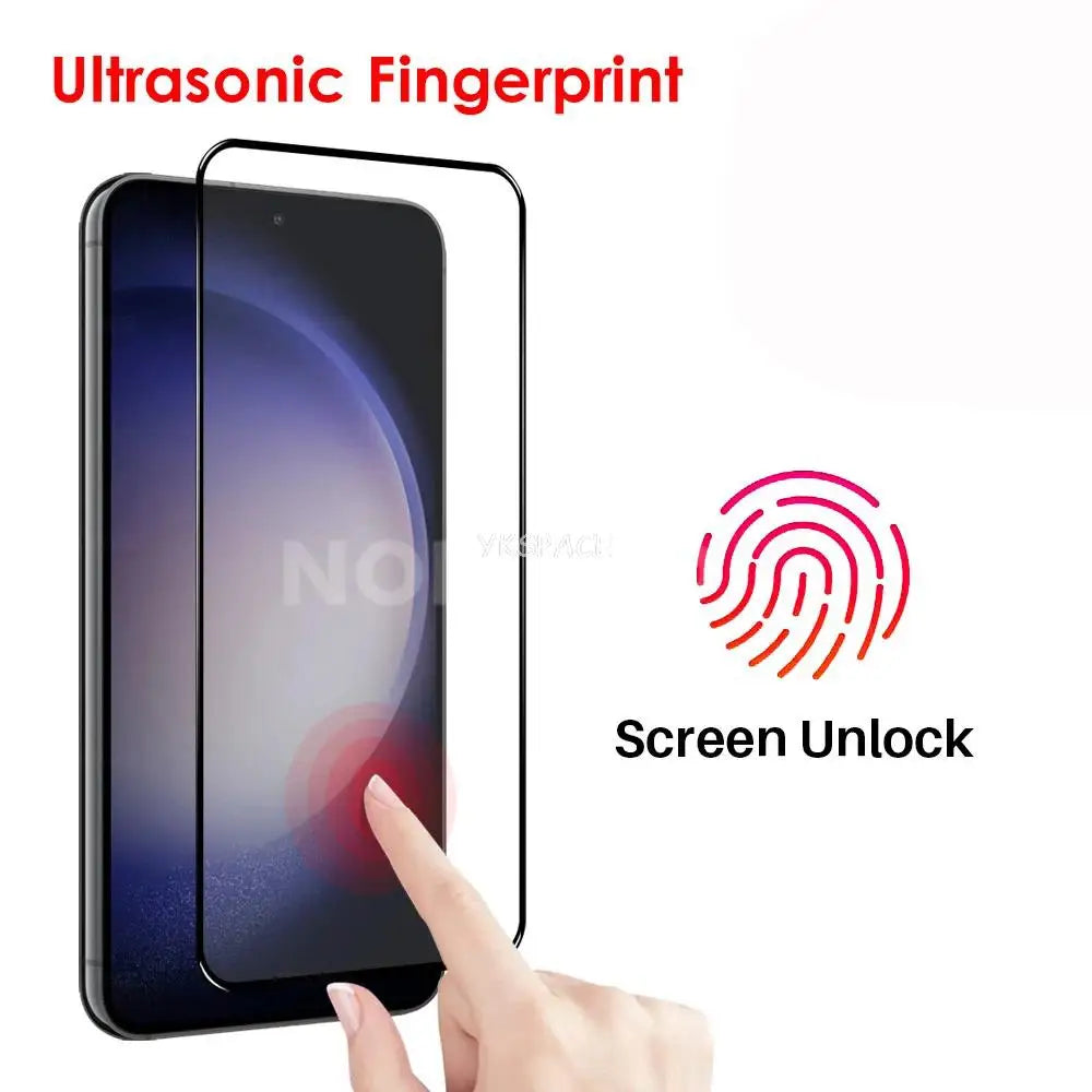 3Pcs Fingerprint Unlock Full Glue 0.18mm Tempered Glass For Samsung Galaxy S24, S23