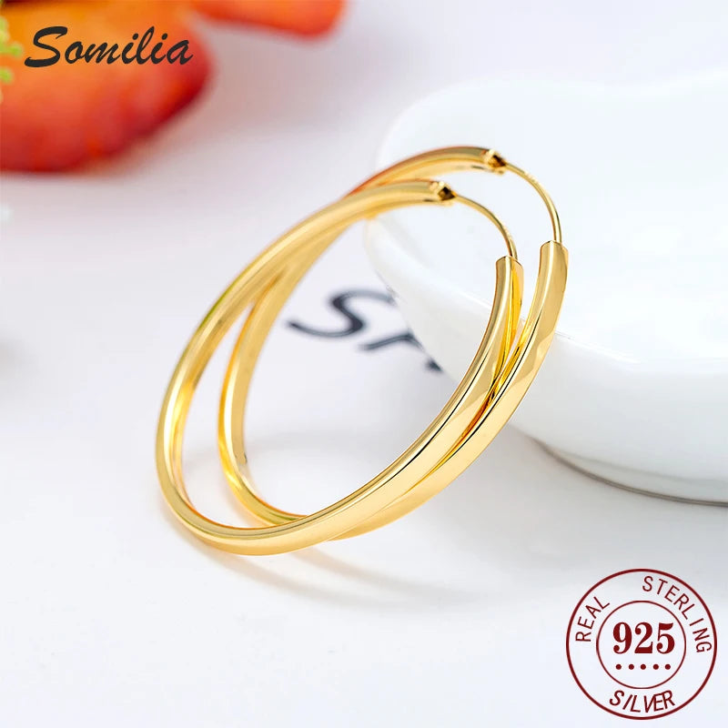 925 Sterling Silver Large Hoop Earrings
