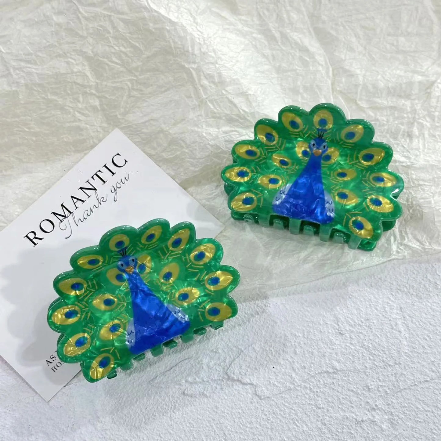 Peacock Acrylic Hair Claw Clip