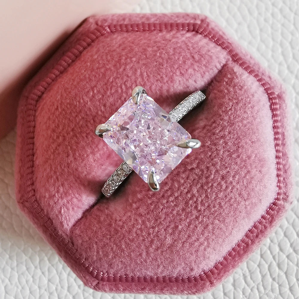 Pink Rectangle Cubic Zirconia Ring