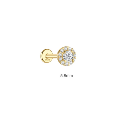 925 Sterling Silver Round Moissanite Stud Earring