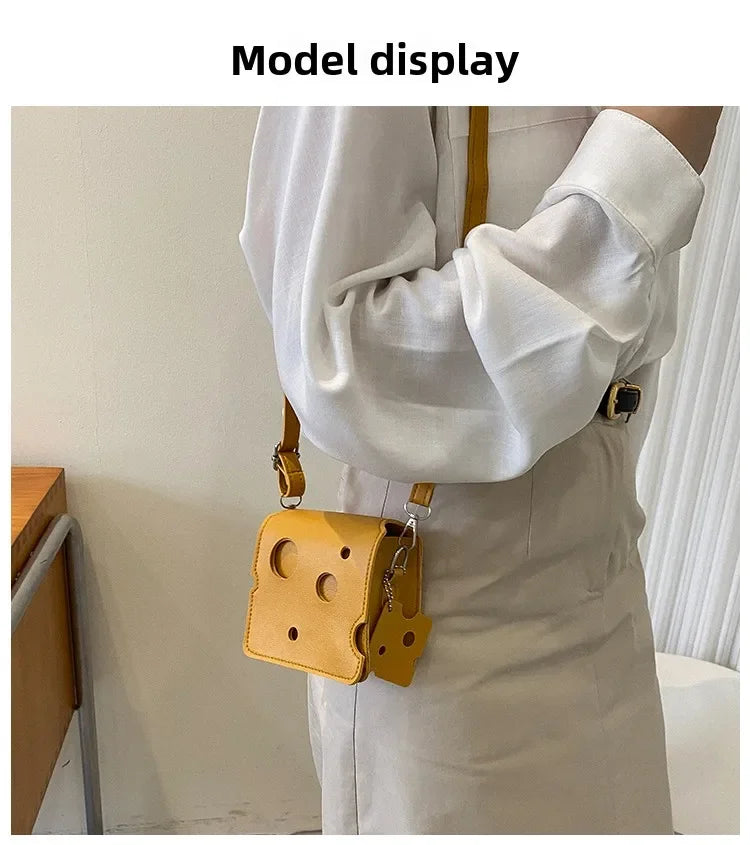 Cheese-Shaped Mini Crossbody Bag for Women