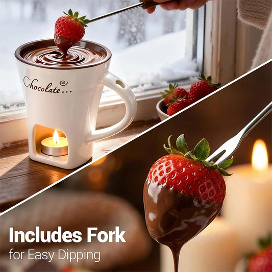 Ceramic Chocolate Fondue Mug Set