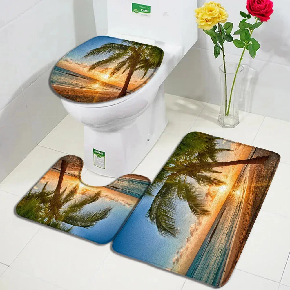 Ocean Seashell Bathroom Mat Set