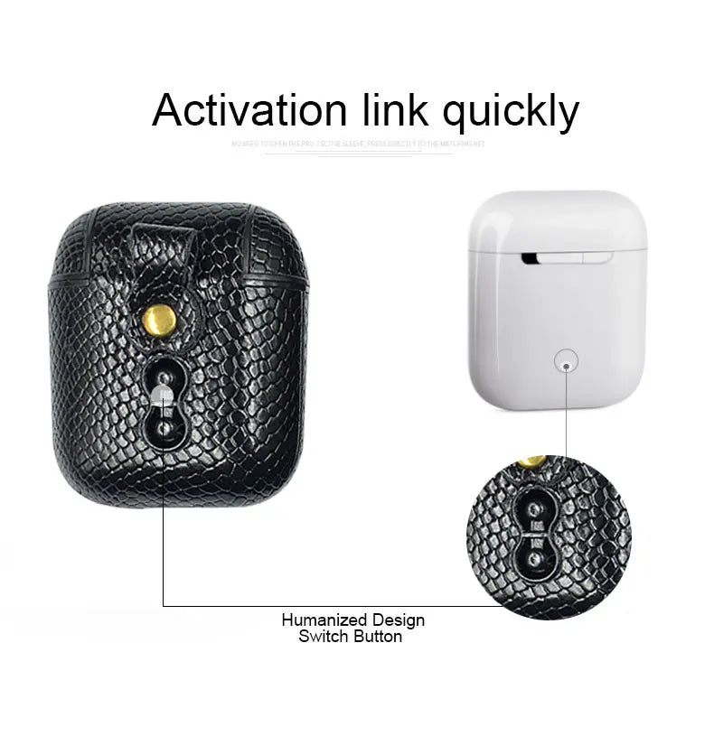 Mobile Phone Case – Luxury Snake Skin PU Leather Earphone Case For Apple